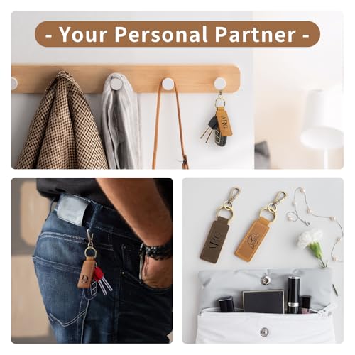 Onedor Custom Keychain, Personalized keychains, Genuine Leather Key Chain Holder Engrave Name… - Image 8