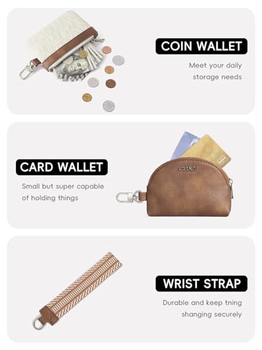 CLUCI Keychain Wallet for Women PU Leather Coin Purse Detachable Dual Pouch… - Image 4