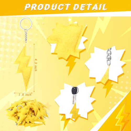 Otuuz 24 Pcs Cartoon Animation Party Favors Lightning Hanging Keychains Gifts Yellow… - Image 3