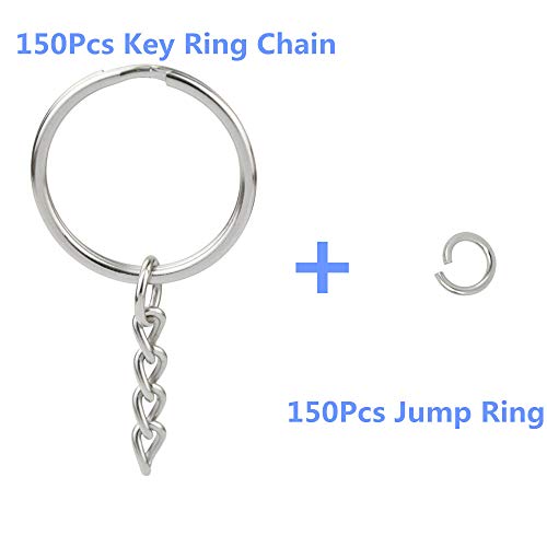 150 Pcs NANSSY 1 Inch/25mm Split Keyrings with Chain Silver Keychain Ring,… - Image 2