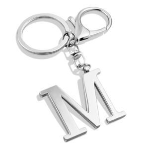 LAXPICOL Silver Keychain Letter M Keychains for Women Men Bag Charms Purse…