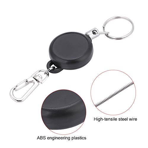 Retractable Keychains Badge Reel Holder, Extendable Keychain, Stainless Steel Retractable Keyring Key… - Image 4