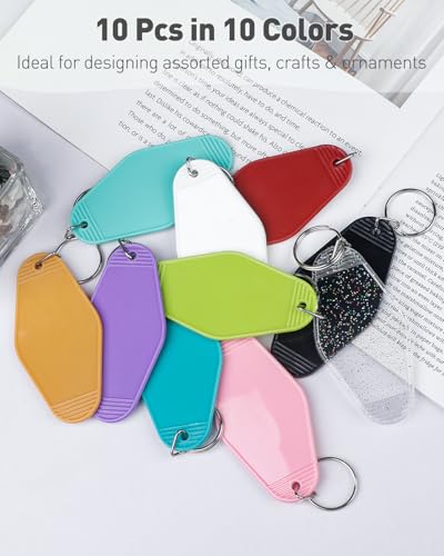 Uniclife 10 Pcs Blank Hotel Keychain Tags, Blank Motel Keychain with Key… - Image 2