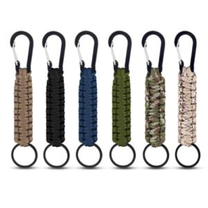 6 Pack Paracord Keychain with Carabiner Braided Lanyard Key Chain Paracord Carabiner…