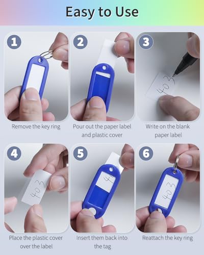 Uniclife 40 Pack Tough Plastic Key Tags with Split Ring Label Window,… - Image 5