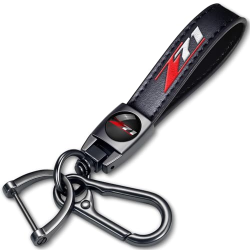 Genuine Leather Car Keychain Compatible with Chevy Z71 Colorado Silverado Car Key…