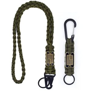 Tragdro 2 Pcs Heavy Duty Braided Paracord Lanyard Keychain with USA Flag,…