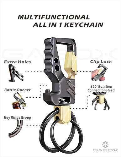 GABOX 2Pcs Keychain EDC Keyring Bottle Opener Auto Car Key Holder Tactical… - Image 3