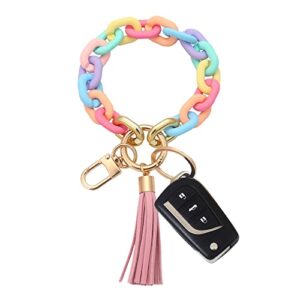 Chunky Chain Link Wristlet Keychain Acrylic Bangle Key Ring Bracelet Key Chain…