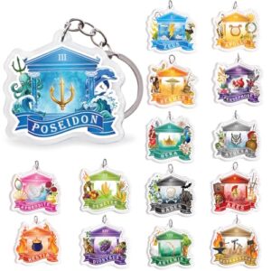 Htabiol Greek Mythology Keychains, 15pcs Olympian Gods Cabin Keychains, Greek Mythology Party…