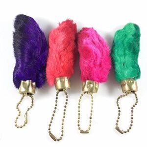 Dangerous Threads Rabbit Rabbits Foot Keychain Bright Assorted Colors 4 Pieces