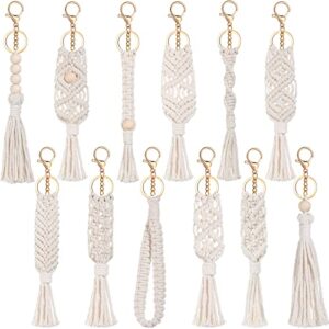 Junkin Macrame Boho Keychains Bulk Handcrafted Aesthetic Key Chain with Tassel for…