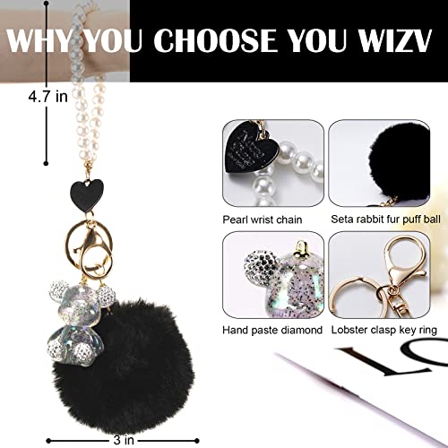 YOU WIZV Teddy Bear Keychain, Cute Bling Keychains for Women and Puff… - Image 2