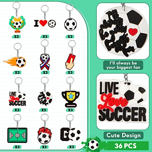 Batiyeer 36 Pack Soccer Keychains Bulk Party Favors Sports Ball Key Chains… - Image 3