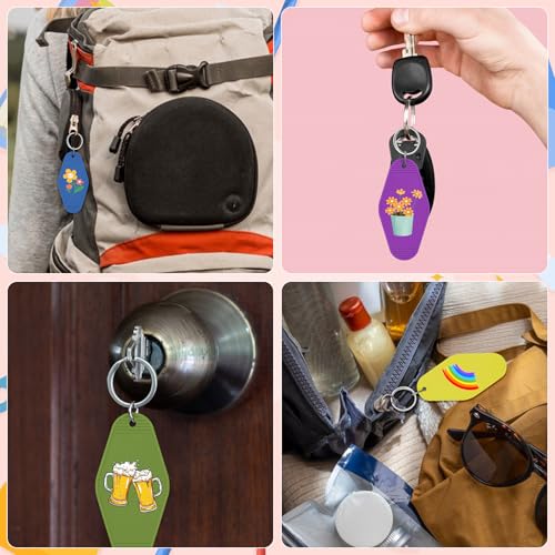 LOTMER 30 PCS Hotel Keychain Blank with Key Rings, 15 Colors Plastic… - Image 6