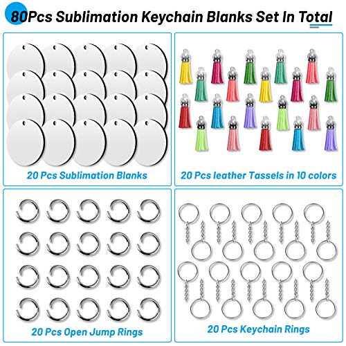 Sublimation Blanks Keychains Products, 80 PCS Keychains Tag Bulk with 2 Inch… - Image 4