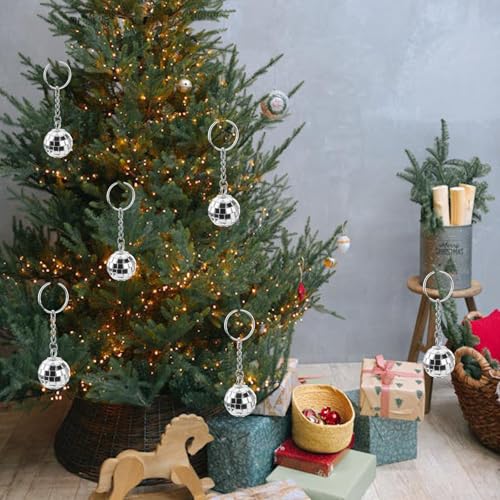 Abvsdu 12PCS Disco Ball Keychain, Silvery Mini Keychains Party Favors, Keychain Small… - Image 4