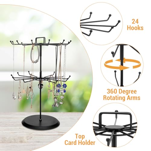 MyGift 2 Tier Black Metal Rotating Necklace and Bracelet Organizer Jewelry Stand… - Image 6