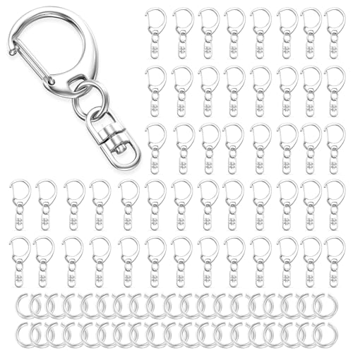 Evnlo 50Pcs Lobster Claw Clasps for Keychain Clip, Swivel Snap Hooks Silver…