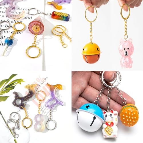 50Sets 1 inch Keychain Rings Golden Split Round Key Ring with Chain… - Image 5