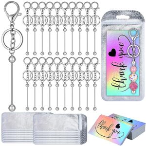 Sasylvia 60 Pcs Beadable Keychain Bars Bulk Making Kit 20 Beaded Keychain…