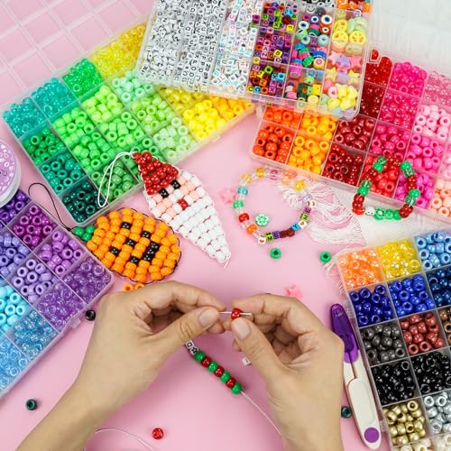 5 Boxes Bracelet Making Kit Pony Beads, 96 Colors 6x9mm 3500Pcs Kandi… - Image 2