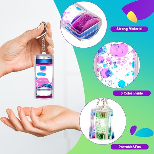 Equsion 12 Pcs Liquid Keychains Motion Bubbler Sensory Toys Liquid Timers End… - Image 3