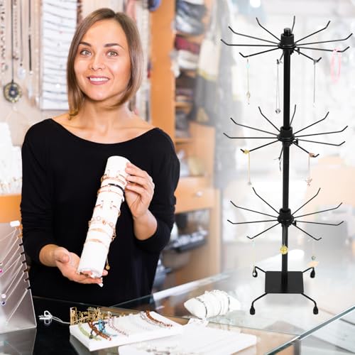 QWORK Rotating Jewelry Display Stand with Hooks - Image 7