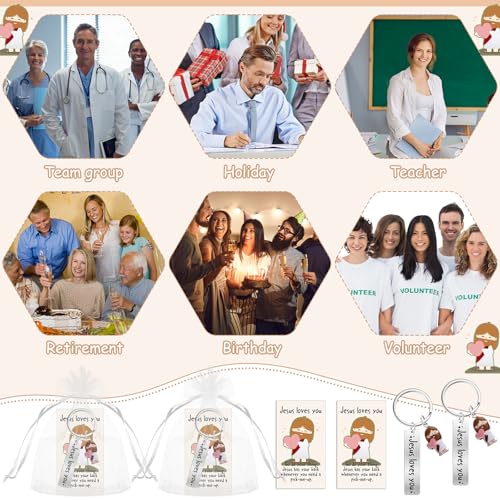 CraftyDream 20 Sets Christmas Jesus Loves You Key Chains Christian Positive Gift… - Image 7