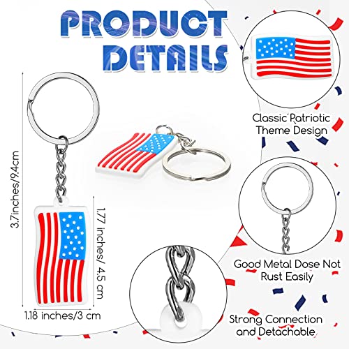 Nosiny 100 Pcs American Flag Keychains USA Flag Key Chains Patriotic Party… - Image 2
