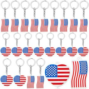 40 Pack American Flag Keychains 4th of July Party Favors for Adults…