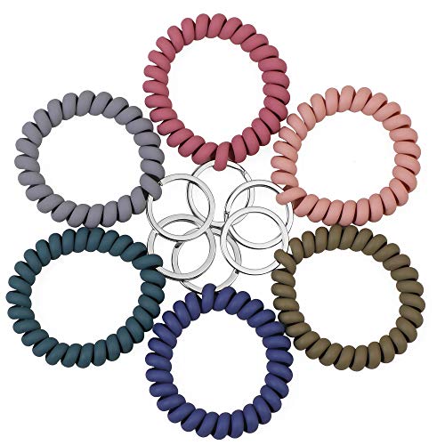 6PCS Stretchable Wristband Wristlet Keychain Wrist Key Chain Wristlet,Spring Flexible Spiral Wrist… - Image 2