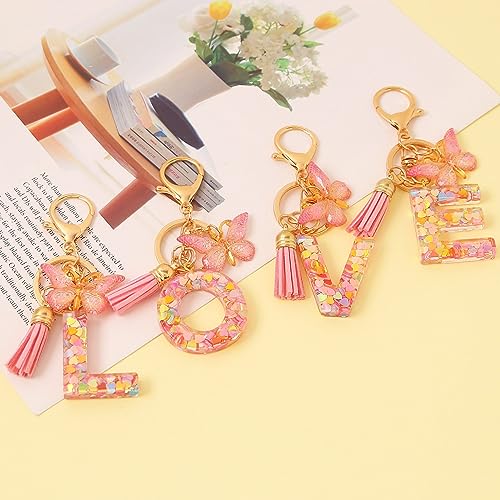 OKAICEN Fashion Alphabet Initial Letter Keychain Tassel Butterfly Pendant Key Ring for… - Image 6