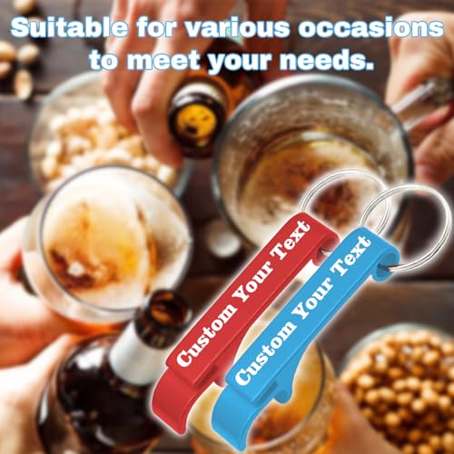 SYSTUTY 100pcs Personalized Aluminum Bottle Opener Keychains with Engraved Text Logo, Customized… - Image 6