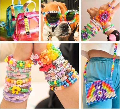 5 Boxes Bracelet Making Kit Pony Beads, 96 Colors 6x9mm 3500Pcs Kandi… - Image 8