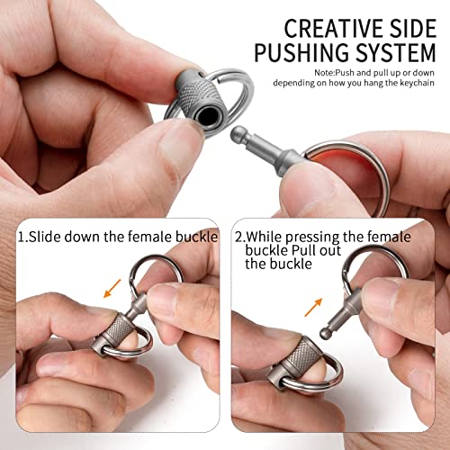 FEGVE Titanium Quick Release Swivel Keychain, Pull Apart Detachable Keychain Heavy Duty… - Image 4