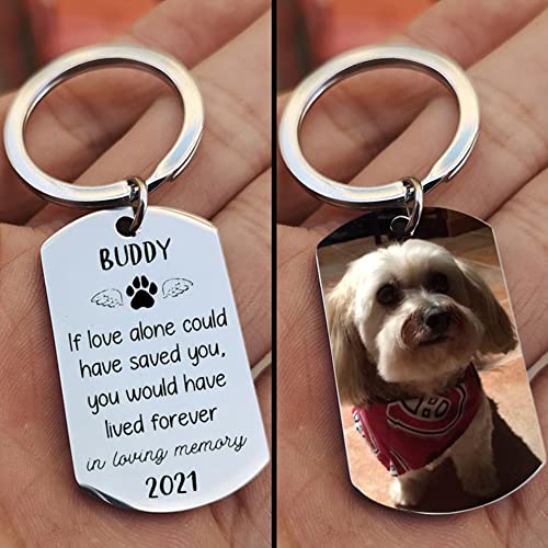 Eletizy Personalized Photo/Text Keychain for Men Womens Maemorial Gift Custom Name Double - Image 5