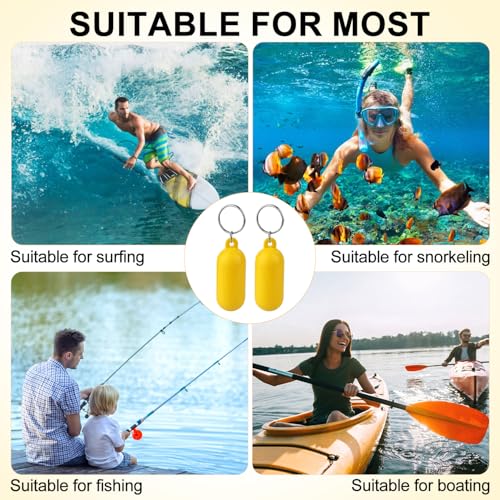 NQEUEPN 2pcs Boat Floating Keychains, 2.56x0.98in Yellow Buoy Float Key Pendant, Oval… - Image 7