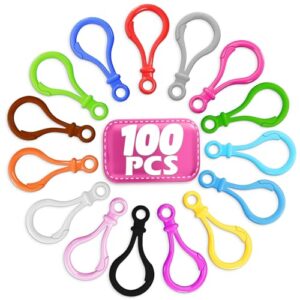 100 Pcs Plastic Keychain Clip Set