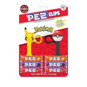 Pokemon PEZ Clips (Two mini PEZ Dispensers on keychain clip + six…