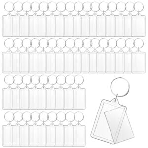 Cositina 50 Pack Acrylic Photo Frame Keychain Clear Photo Insert Blank Keychain…