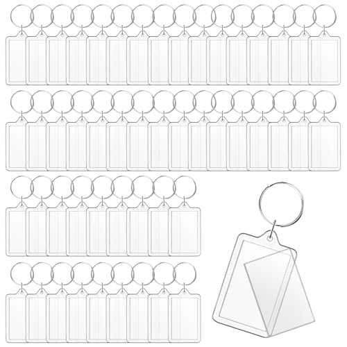 Cositina 50 Pack Acrylic Photo Frame Keychain Clear Photo Insert Blank Keychain…