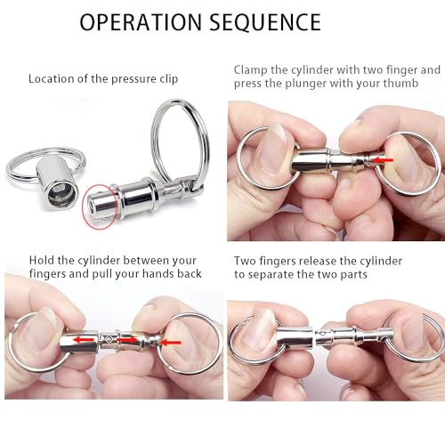 Tenalleys 4 Pack Quick Release Keychain Detachable Pull Apart Keychain Dual Pull… - Image 2