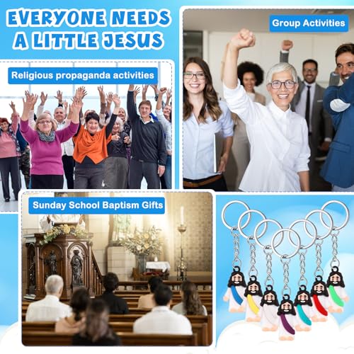 Sumind 24 pcs Jesus Toys Figurine Christian Keychain Religious Keychain Bulk Classic… - Image 4