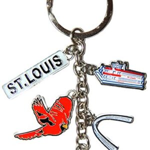 St. Louis 5 Charm Souvenir Keychain Featuring Icons of St Louis