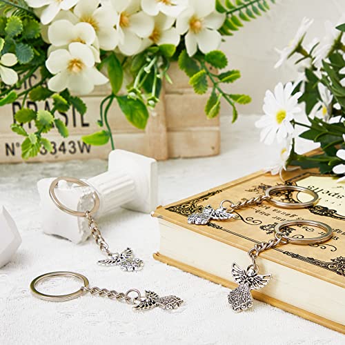 Taiyin 100 Pcs Guardian Angel Keychain Silver Angel Charm Keychain Key Ring… - Image 4