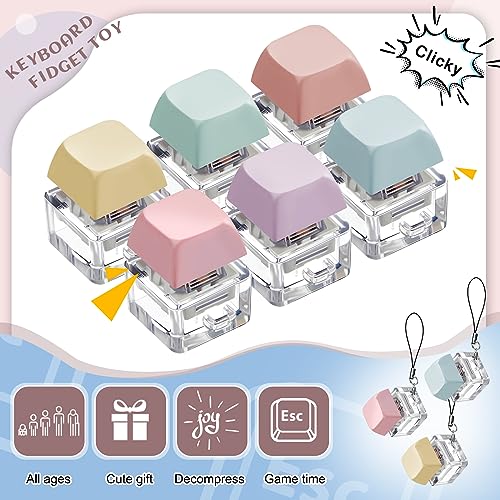 Taiyin 6 Pcs Keyboard Fidget Toy Fidget Clicker Keyboard Keychain Decompression Toys… - Image 3