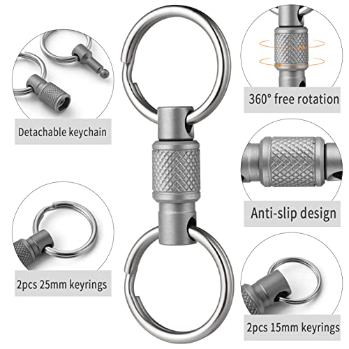 FEGVE Titanium Quick Release Swivel Keychain, Pull Apart Detachable Keychain Heavy Duty… - Image 3