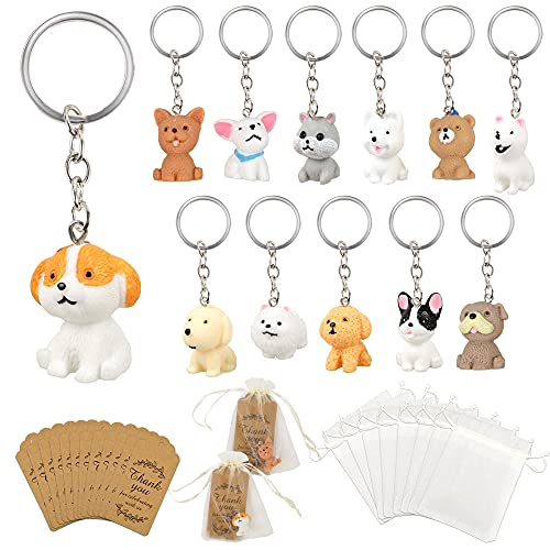 12 PACK Puppy Dog Party Favors Puppy Key Chain With Organza Bags…