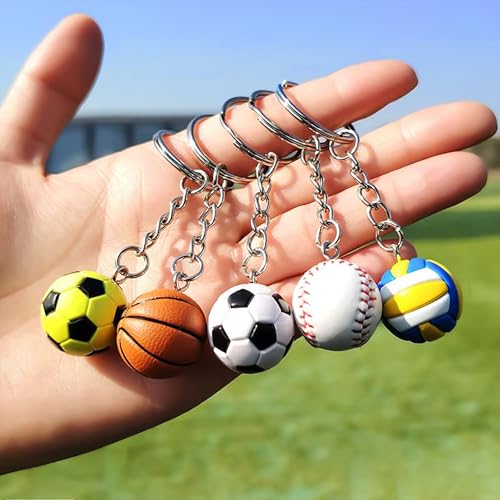 Fuerxy Simulation Mini Ball keychain, Sport Ball Theme Key Chains for Backpack… - Image 3